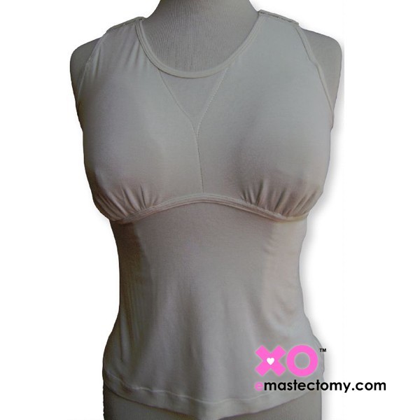 Post-surgical camisole with soft form and drainage pouches - eMastectomy